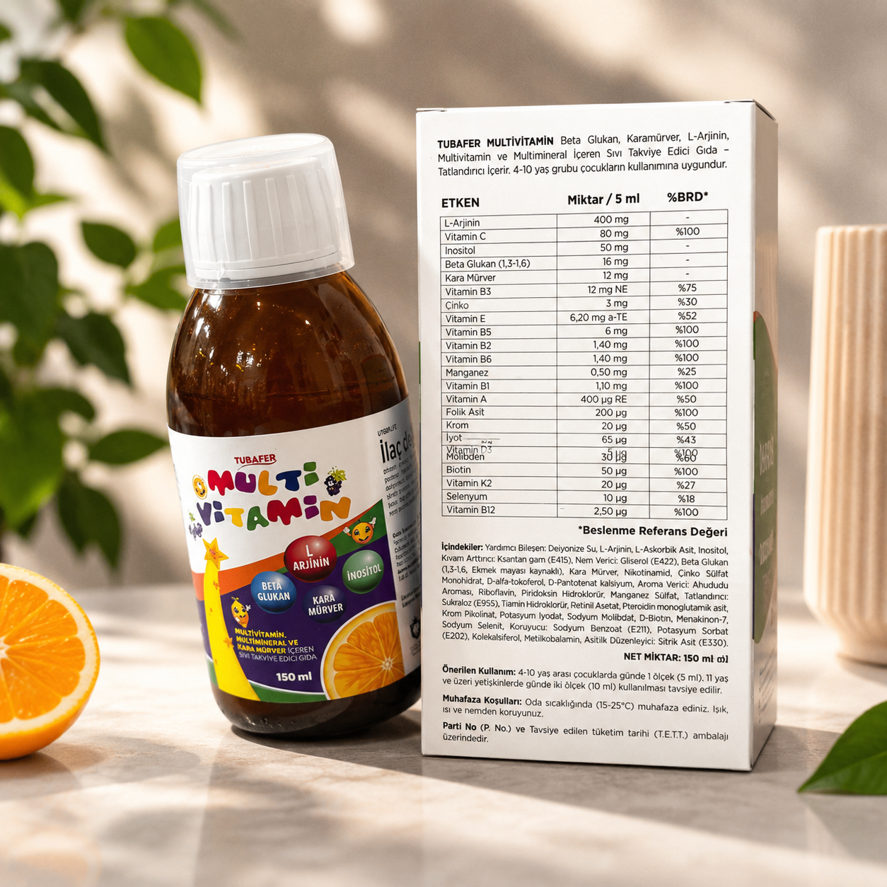 TubaFER Multivitamin icerik paneli